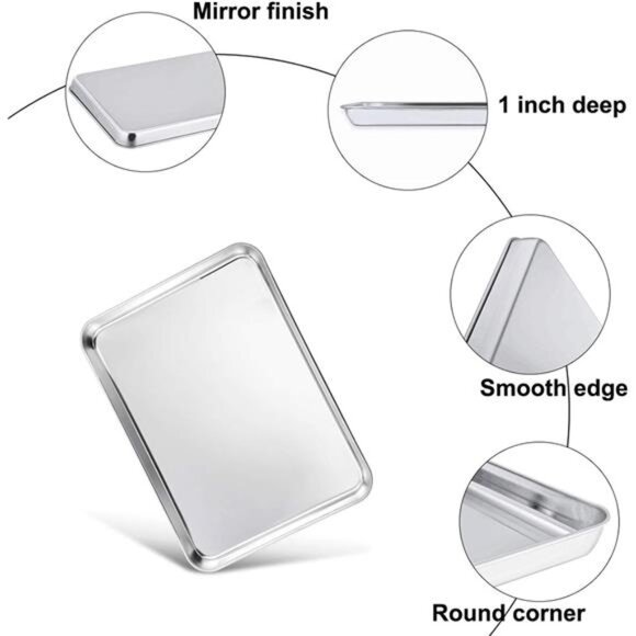 TeamFar Baking Tray and Rack Set, Stainless Steel Baking Pan Cookie Sheet - Picture 4 of 7